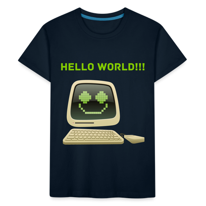 Kid’s Hello World Premium Organic T-Shirt - deep navy