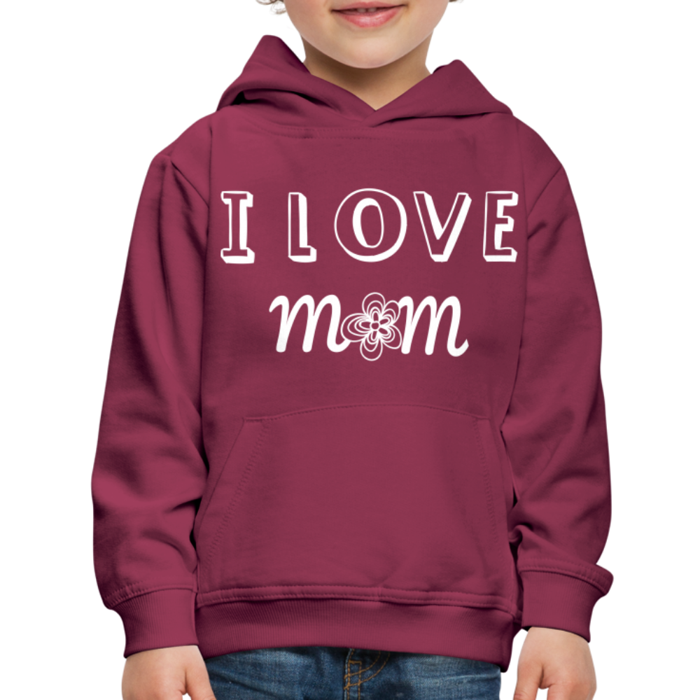 Kids‘ Premium Love Mom Hoodie - burgundy