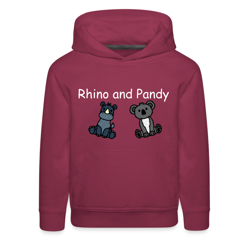 Kids‘ Rhino and Pandy Premium Hoodie - burgundy