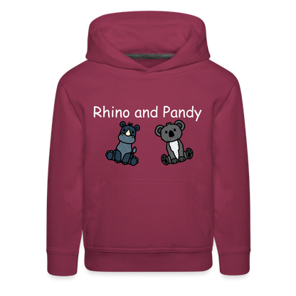 Kids‘ Rhino and Pandy Premium Hoodie - burgundy