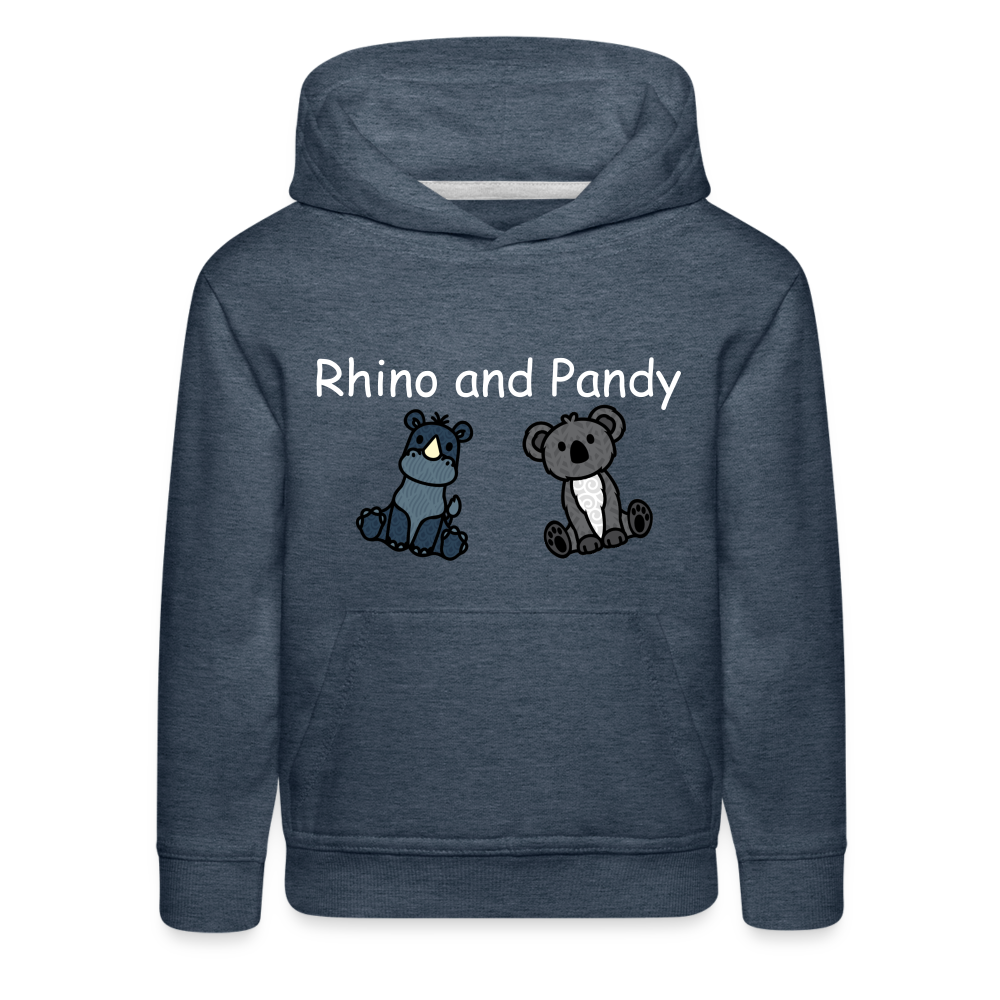 Kids‘ Rhino and Pandy Premium Hoodie - heather denim