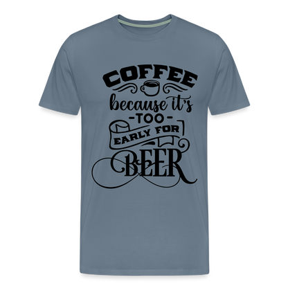 Men's Coffee and Beer Premium T-Shirt - steel blue