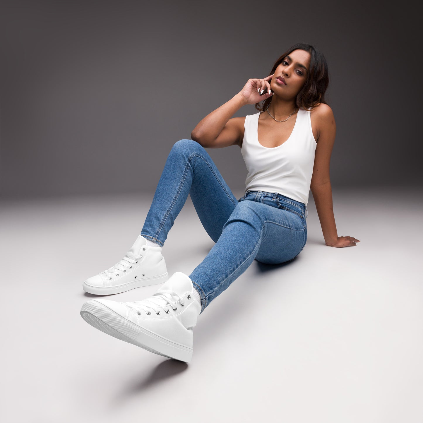 Women’s White high top canvas shoes